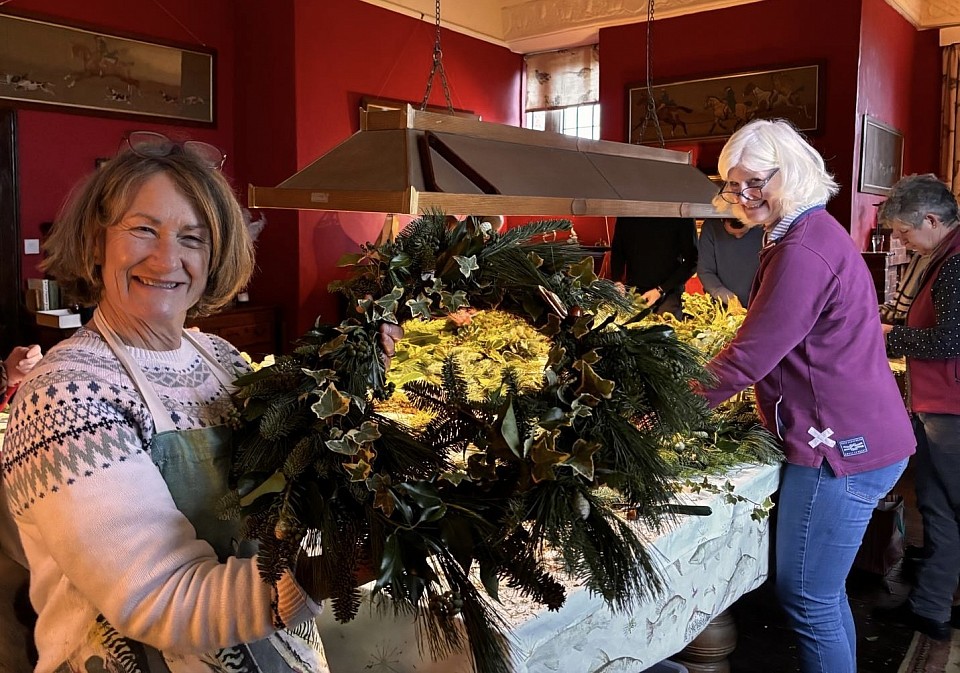 Wreath making at Stanwardine Hall